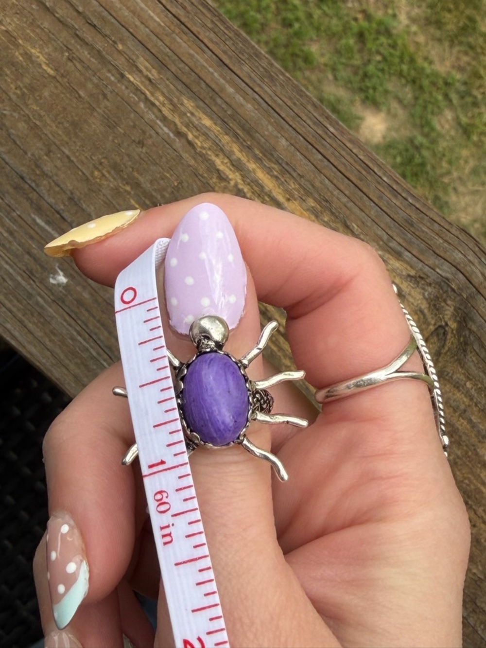 Silver Spider Ring with Purple Stone NWT - Picture 6 of 7